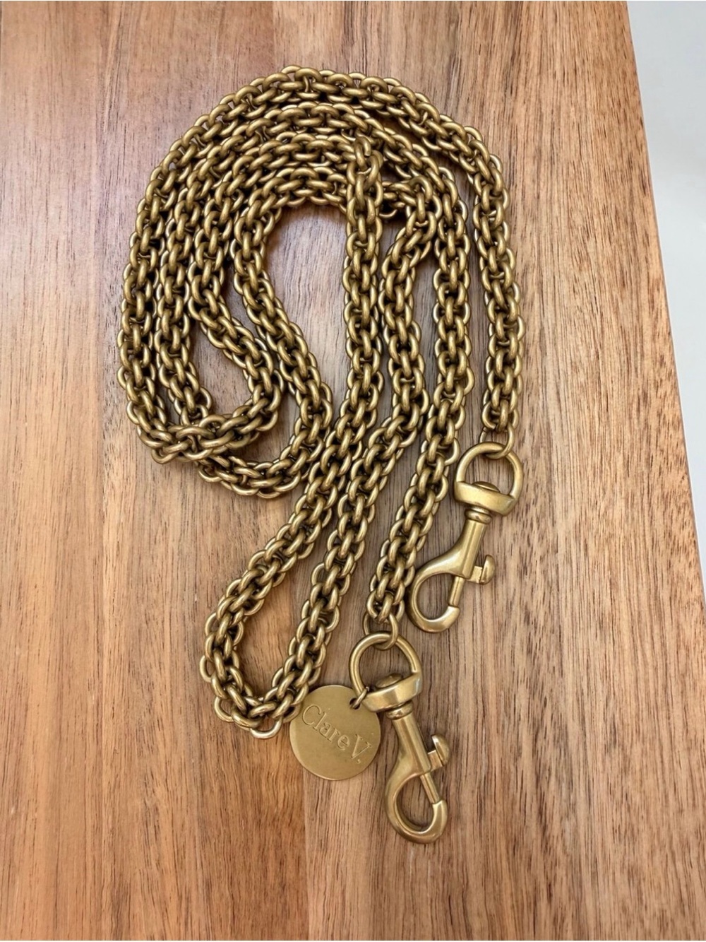 Clare V thick brass crossbody chain NWT $115